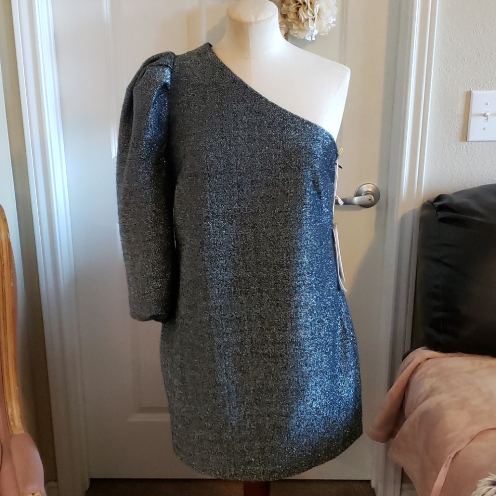Pewter one cold shoulder dress